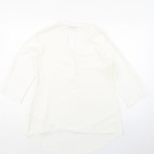 Paraphrase Womens Ivory Polyester Basic Blouse Size 10 V-Neck