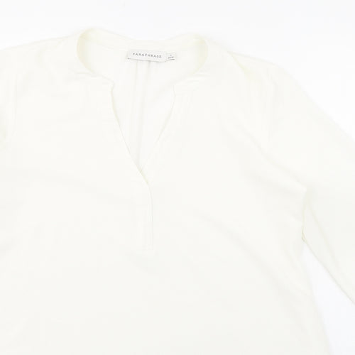 Paraphrase Womens Ivory Polyester Basic Blouse Size 10 V-Neck