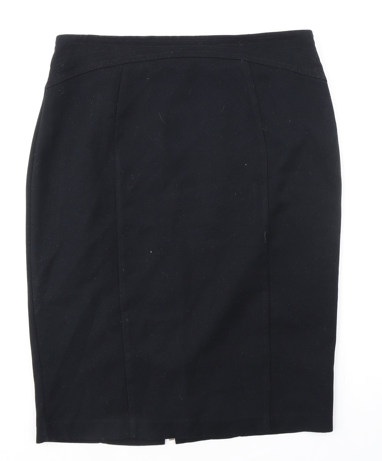 Marks and Spencer Womens Black Polyester Straight & Pencil Skirt Size 16 Zip - Full Zip