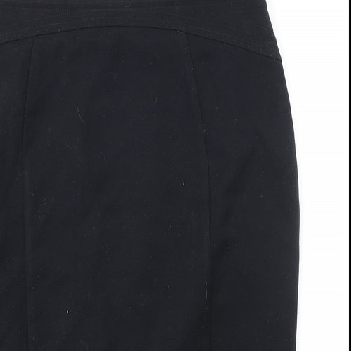 Marks and Spencer Womens Black Polyester Straight & Pencil Skirt Size 16 Zip - Full Zip