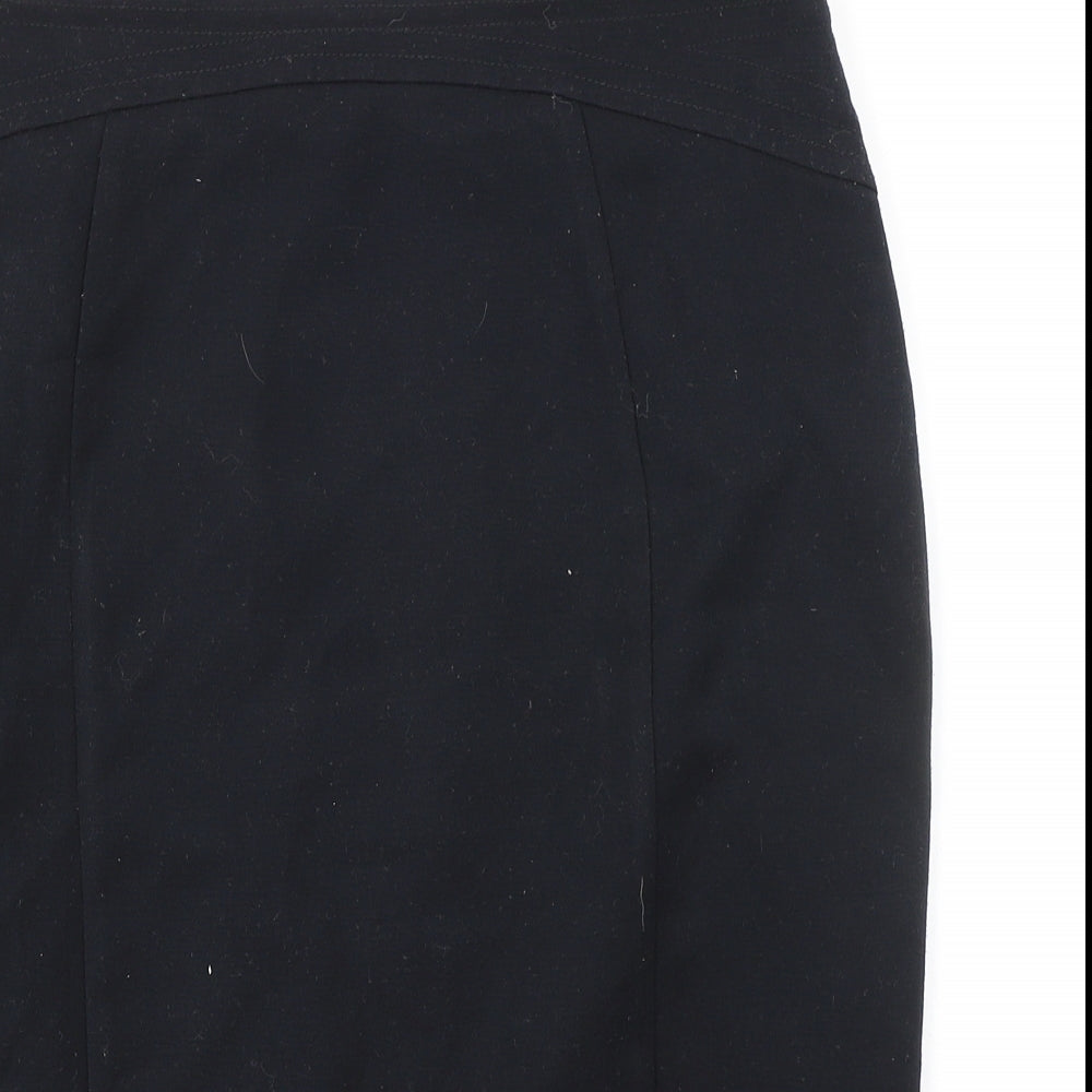 Marks and Spencer Womens Black Polyester Straight & Pencil Skirt Size 16 Zip - Full Zip