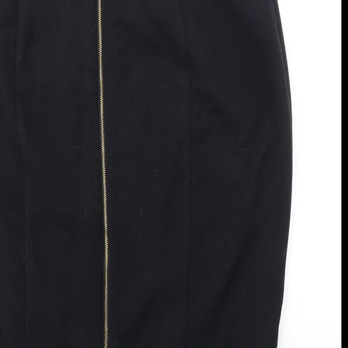 Marks and Spencer Womens Black Polyester Straight & Pencil Skirt Size 16 Zip - Full Zip