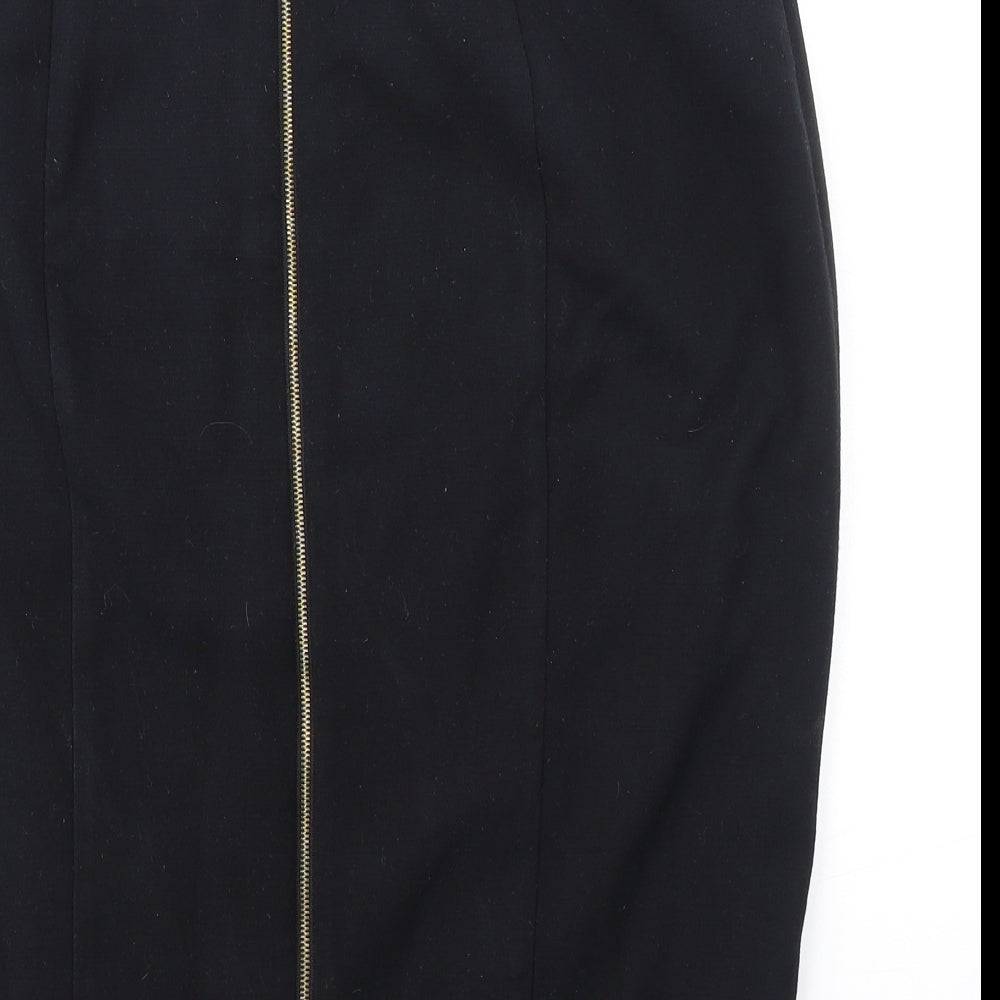 Marks and Spencer Womens Black Polyester Straight & Pencil Skirt Size 16 Zip - Full Zip