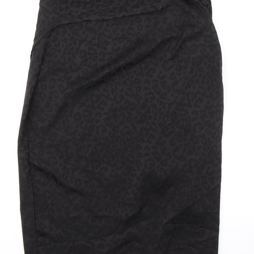 Parallel Lines Womens Black Animal Print Polyester Wrap Skirt Size M Tie