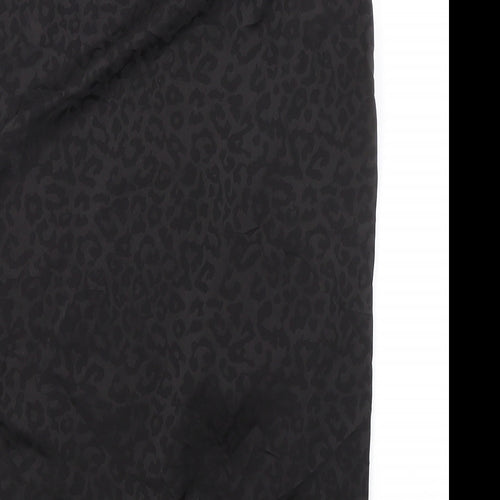 Parallel Lines Womens Black Animal Print Polyester Wrap Skirt Size M Tie