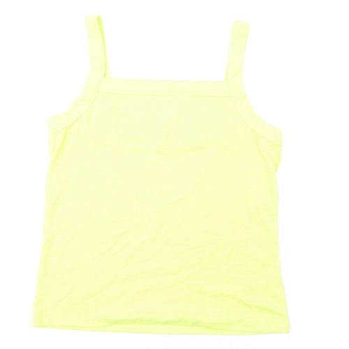 Gap Womens Yellow Cotton Basic Tank Size L Square Neck - Ribbed