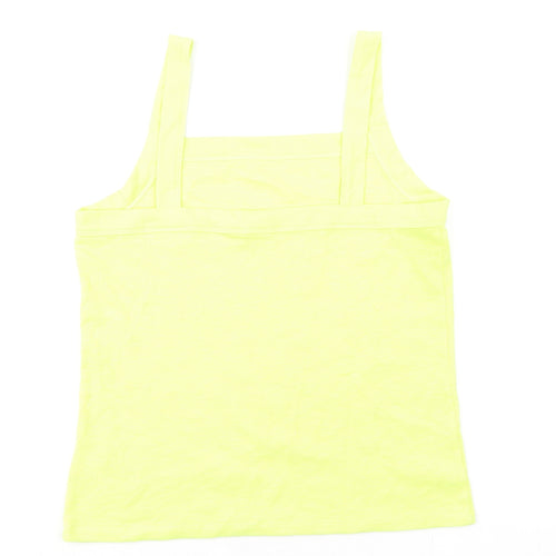 Gap Womens Yellow Cotton Basic Tank Size L Square Neck - Ribbed
