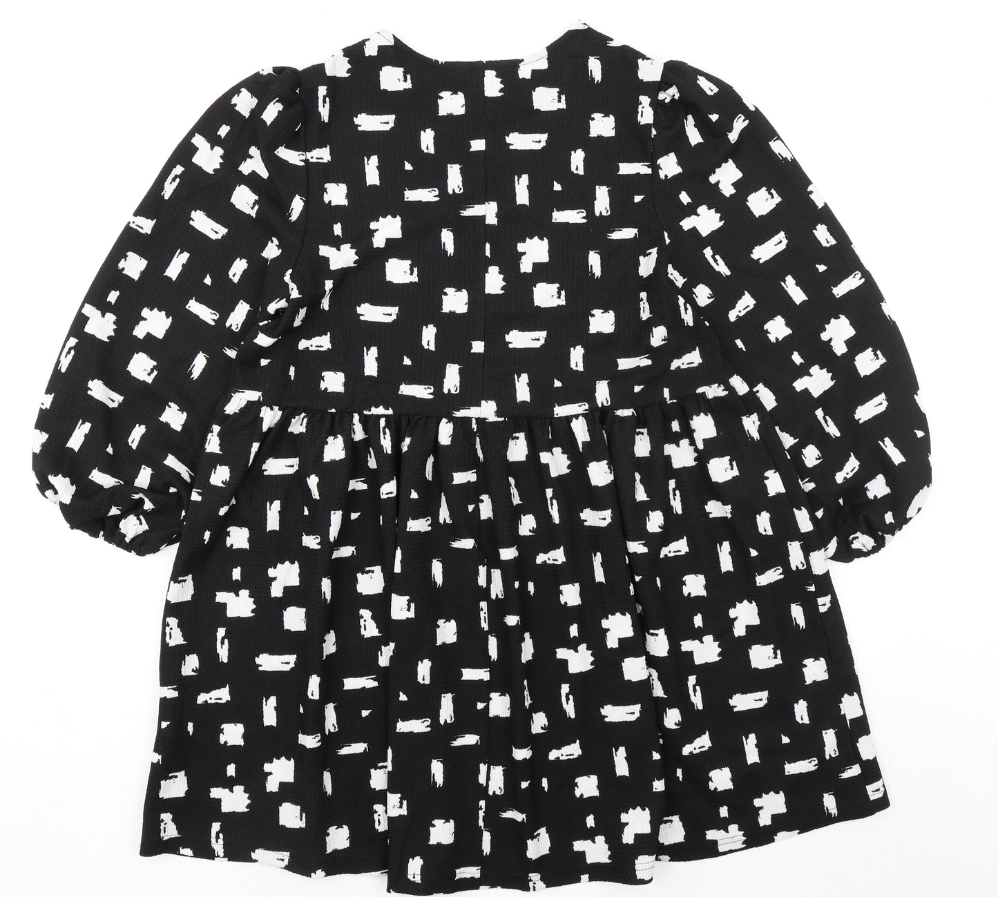 New Look Womens Black Geometric Polyester Fit & Flare Size 14 Round Neck Pullover
