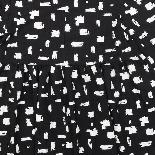 New Look Womens Black Geometric Polyester Fit & Flare Size 14 Round Neck Pullover
