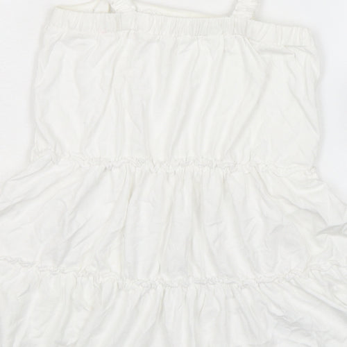 Marks and Spencer Girls White 100% Cotton Fit & Flare Size 4-5 Years Square Neck Pullover