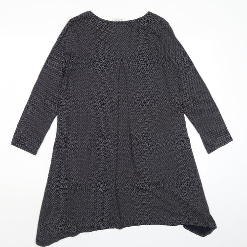 Masai Womens Blue Geometric Viscose A-Line Size M Boat Neck Pullover