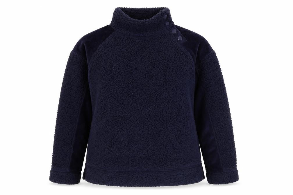 Front view of Next women’s blue polyester pullover sweatshirt, size M, snap
