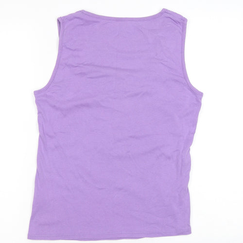 BHS Womens Purple Cotton Basic Tank Size 12 Square Neck
