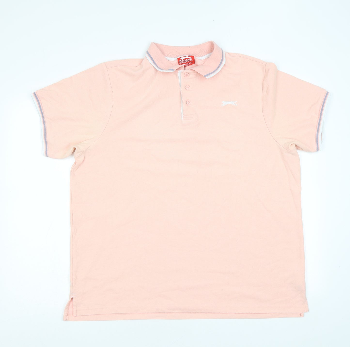Slazenger Mens Pink Polyester Polo Size XL Collared Button
