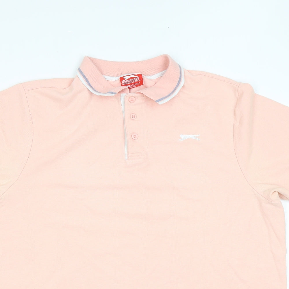 Slazenger Mens Pink Polyester Polo Size XL Collared Button