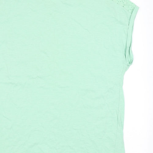 M&Co Womens Green Cotton Basic T-Shirt Size 14 Round Neck