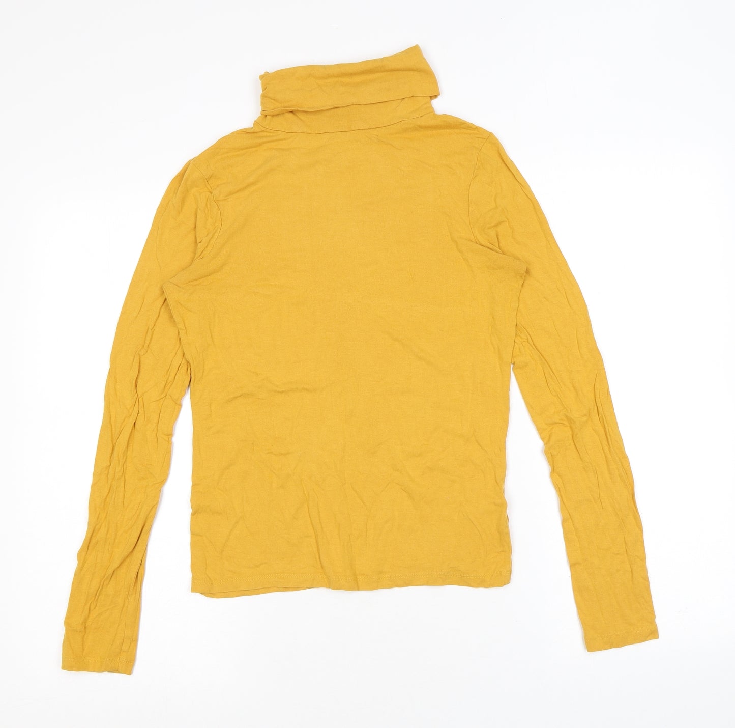 New Look Womens Yellow Viscose Basic T-Shirt Size 10 Roll Neck