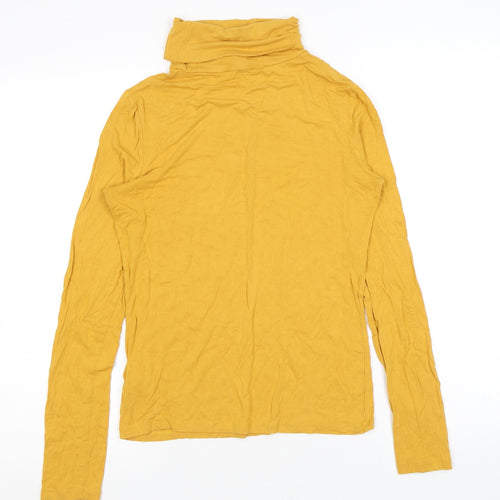 New Look Womens Yellow Viscose Basic T-Shirt Size 10 Roll Neck