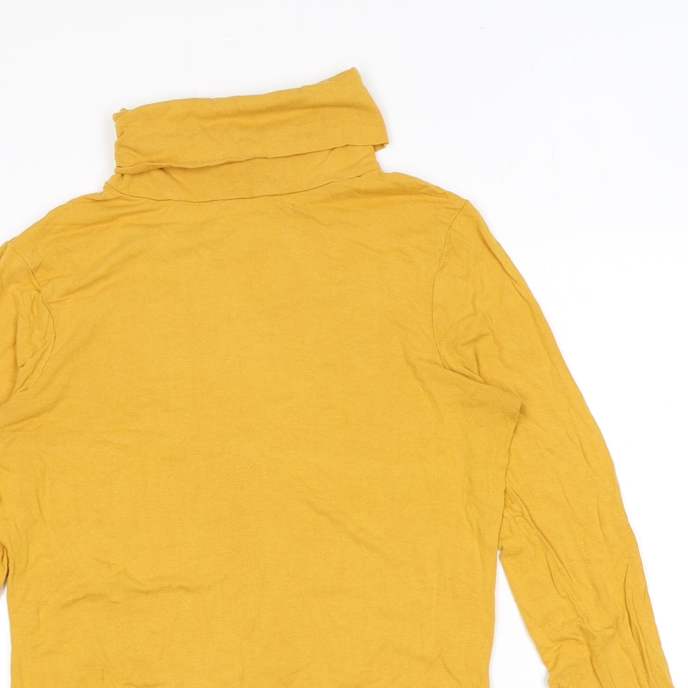 New Look Womens Yellow Viscose Basic T-Shirt Size 10 Roll Neck