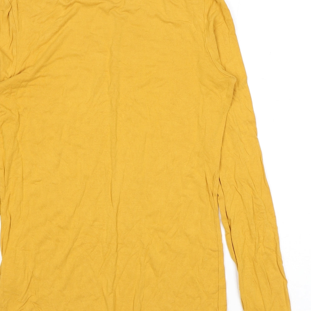 New Look Womens Yellow Viscose Basic T-Shirt Size 10 Roll Neck
