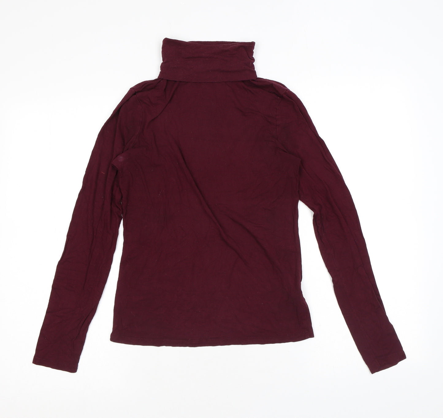New Look Womens Purple Viscose Basic T-Shirt Size 10 Roll Neck