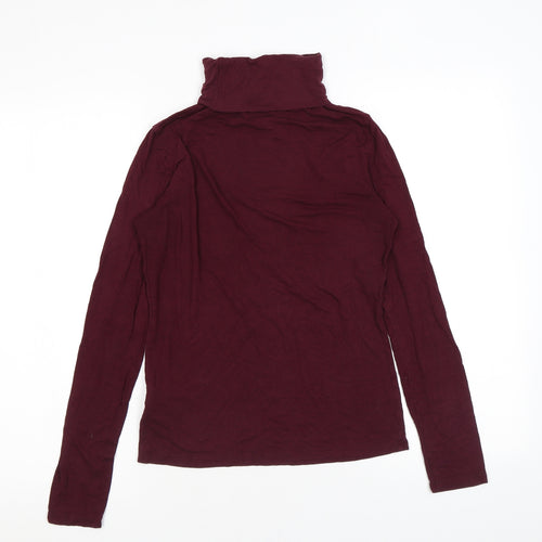 New Look Womens Purple Viscose Basic T-Shirt Size 10 Roll Neck