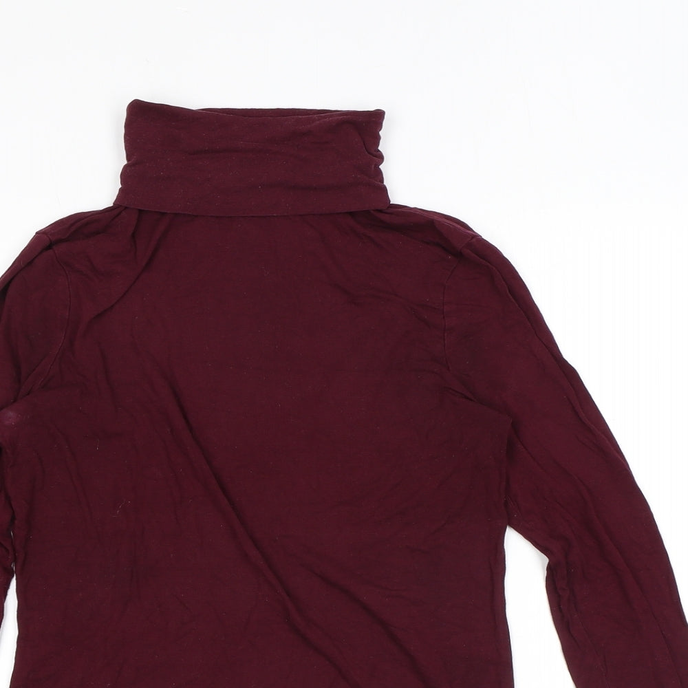 New Look Womens Purple Viscose Basic T-Shirt Size 10 Roll Neck