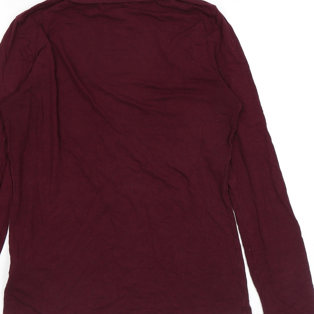 New Look Womens Purple Viscose Basic T-Shirt Size 10 Roll Neck