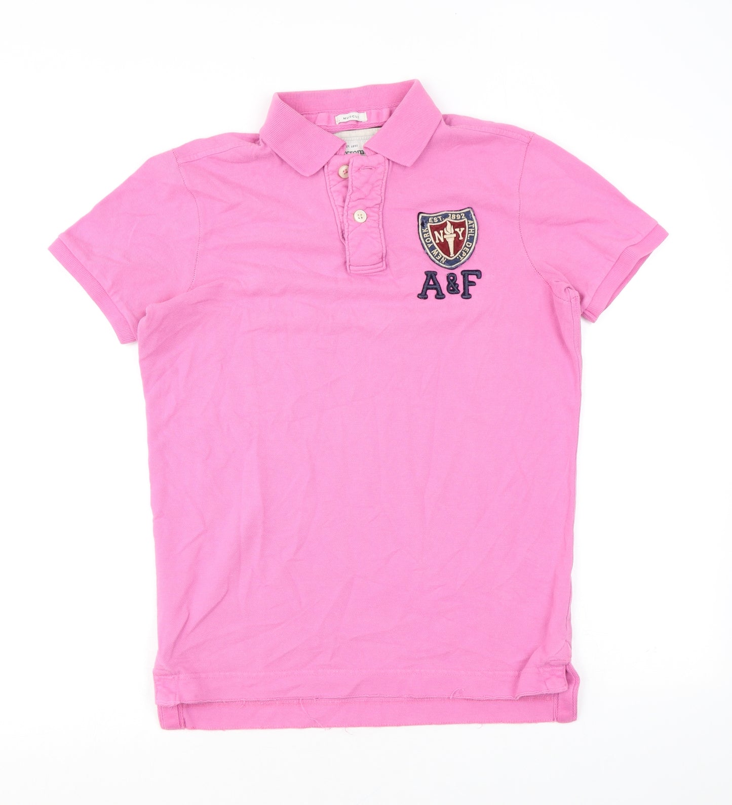 Abercrombie & Fitch Mens Pink Cotton Polo Size S Collared Button