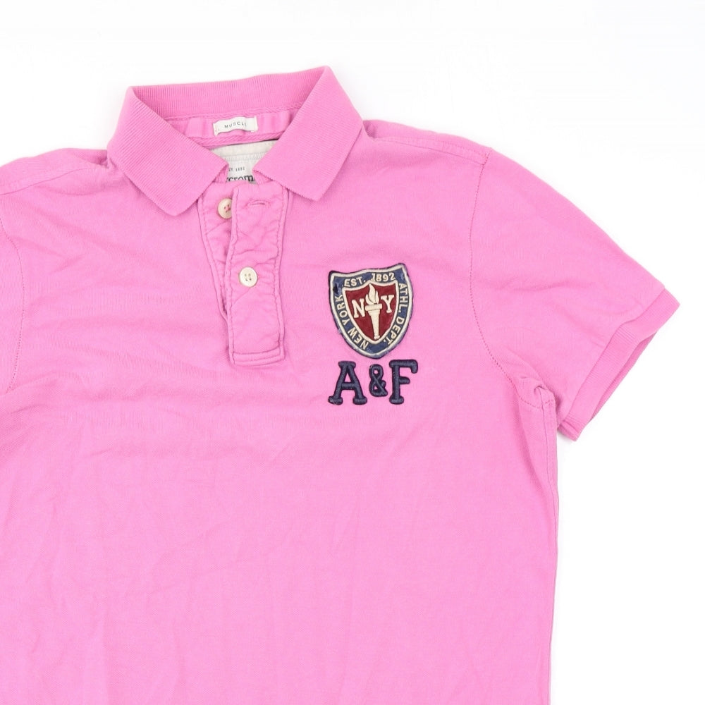 Abercrombie & Fitch Mens Pink Cotton Polo Size S Collared Button