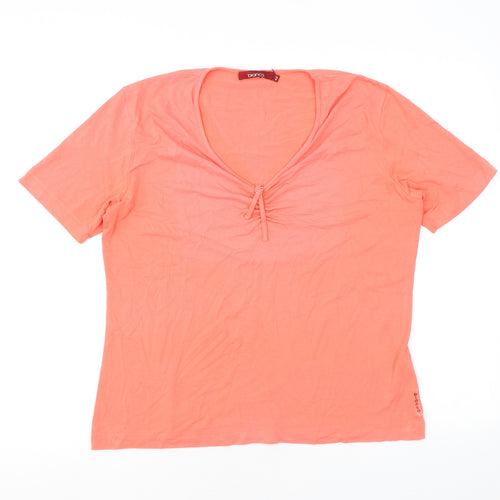 Bianca Womens Orange Polyester Basic T-Shirt Size 14 Round Neck