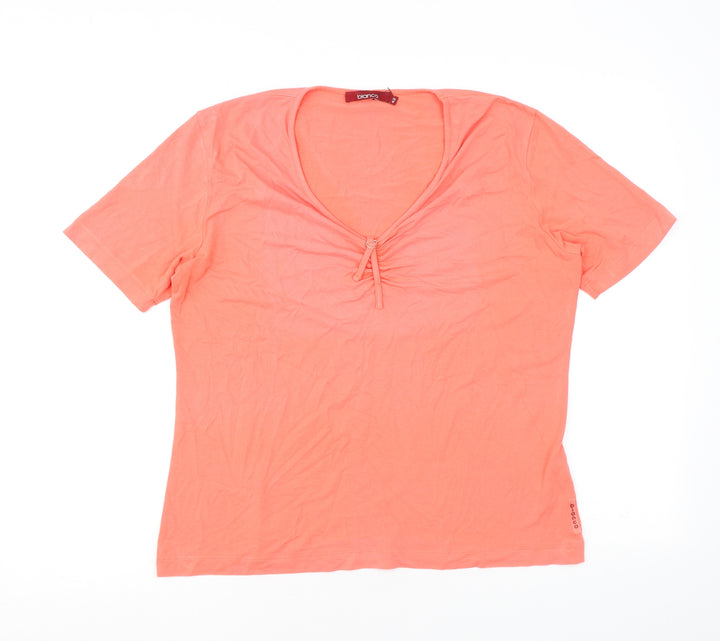 Bianca Womens Orange Polyester Basic T-Shirt Size 14 Round Neck
