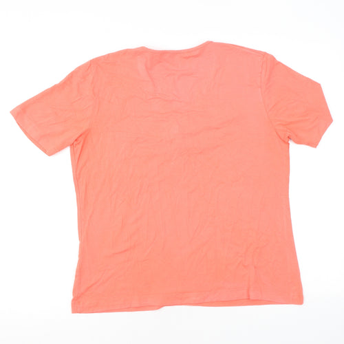 Bianca Womens Orange Polyester Basic T-Shirt Size 14 Round Neck