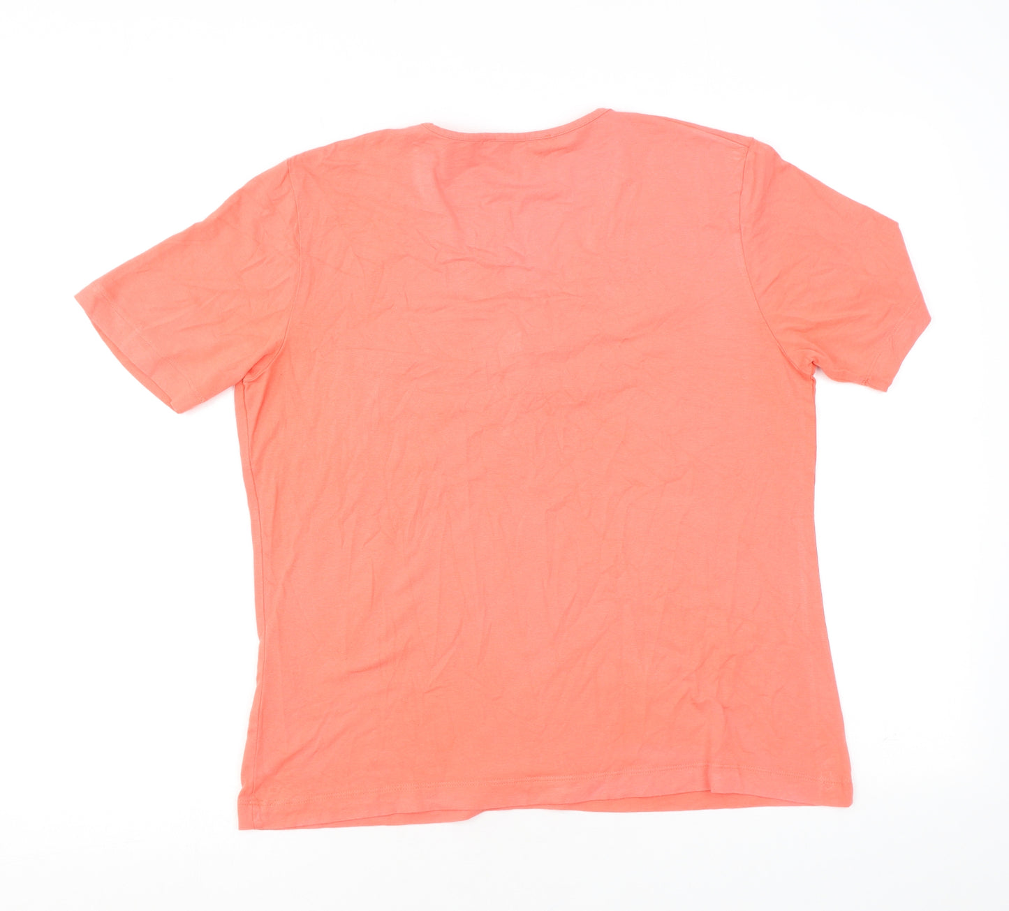 Bianca Womens Orange Polyester Basic T-Shirt Size 14 Round Neck