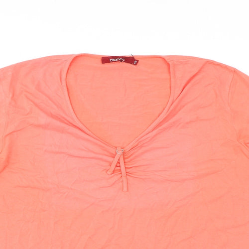 Bianca Womens Orange Polyester Basic T-Shirt Size 14 Round Neck