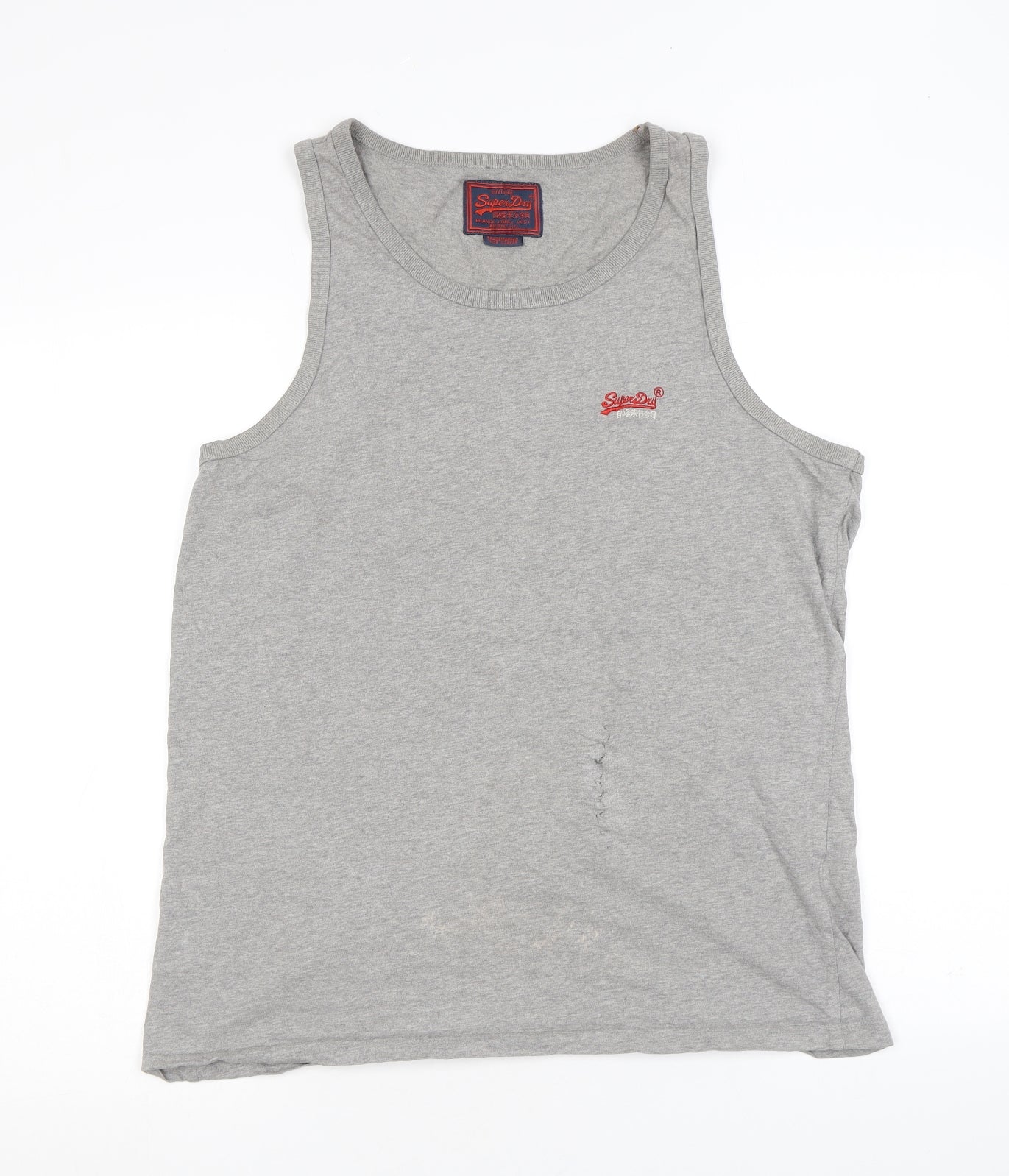 Superdry Mens Grey Cotton T-Shirt Size XL Round Neck