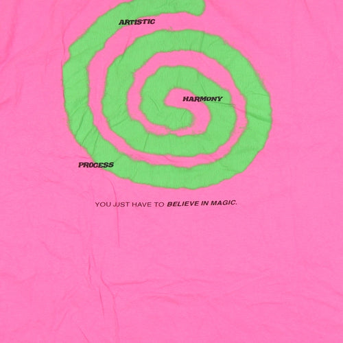 Zara Mens Pink Cotton T-Shirt Size M Round Neck