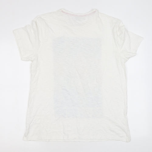 Shoot Mens White Cotton T-Shirt Size L Round Neck - Football