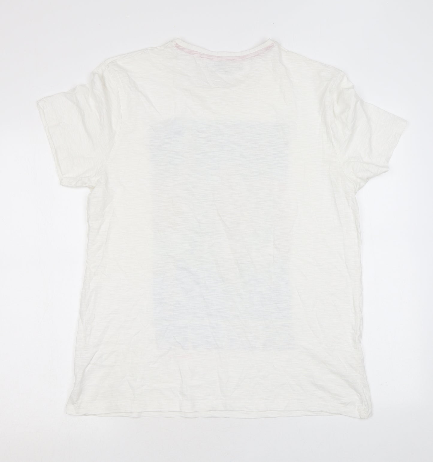 Shoot Mens White Cotton T-Shirt Size L Round Neck - Football