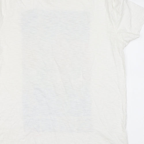 Shoot Mens White Cotton T-Shirt Size L Round Neck - Football