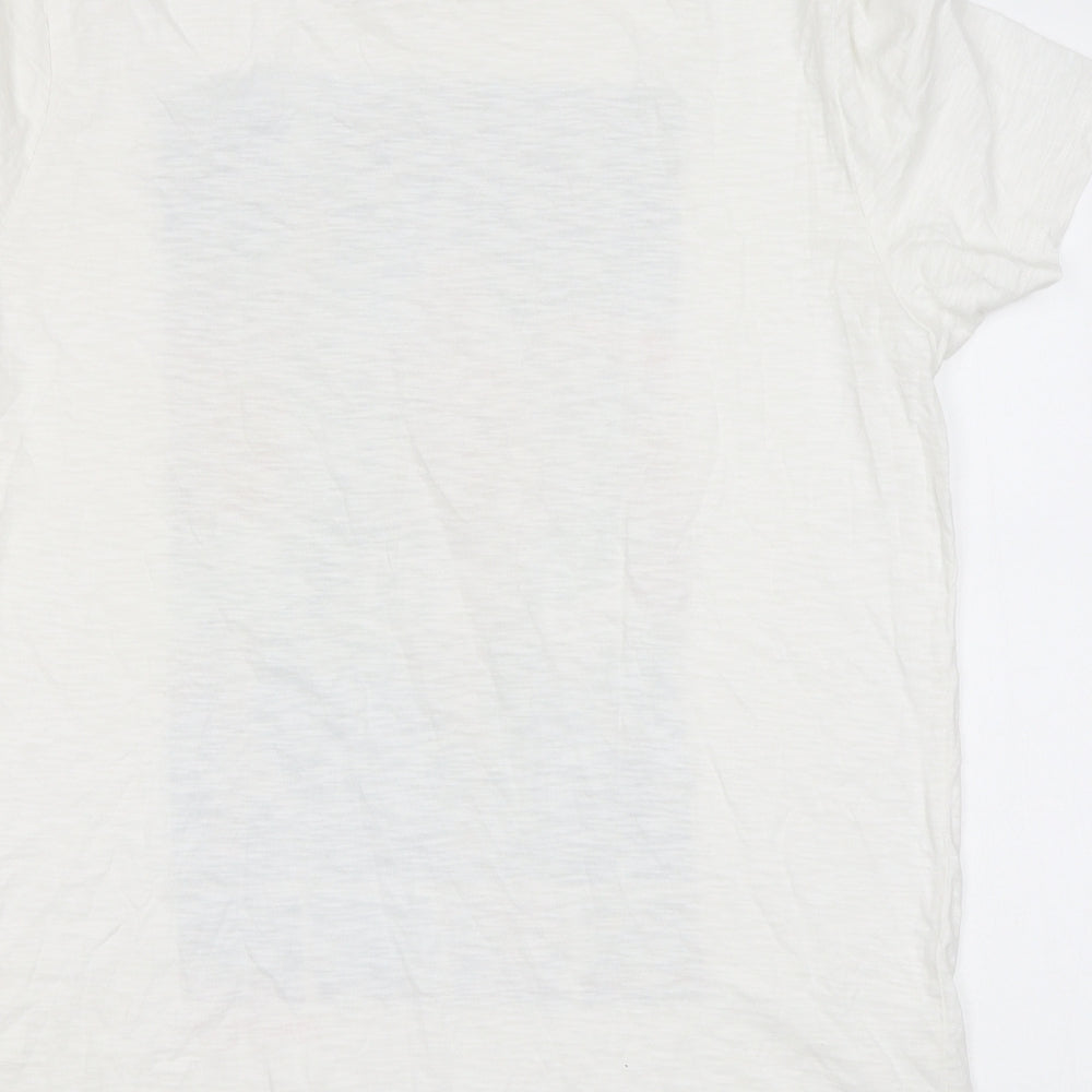 Shoot Mens White Cotton T-Shirt Size L Round Neck - Football