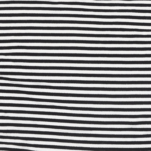 New Look Womens Black Striped Viscose Basic T-Shirt Size 12 Round Neck