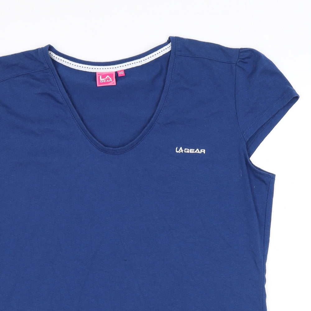 LA Gear Womens Blue Polyester Basic T-Shirt Size 20 Scoop Neck Pullover