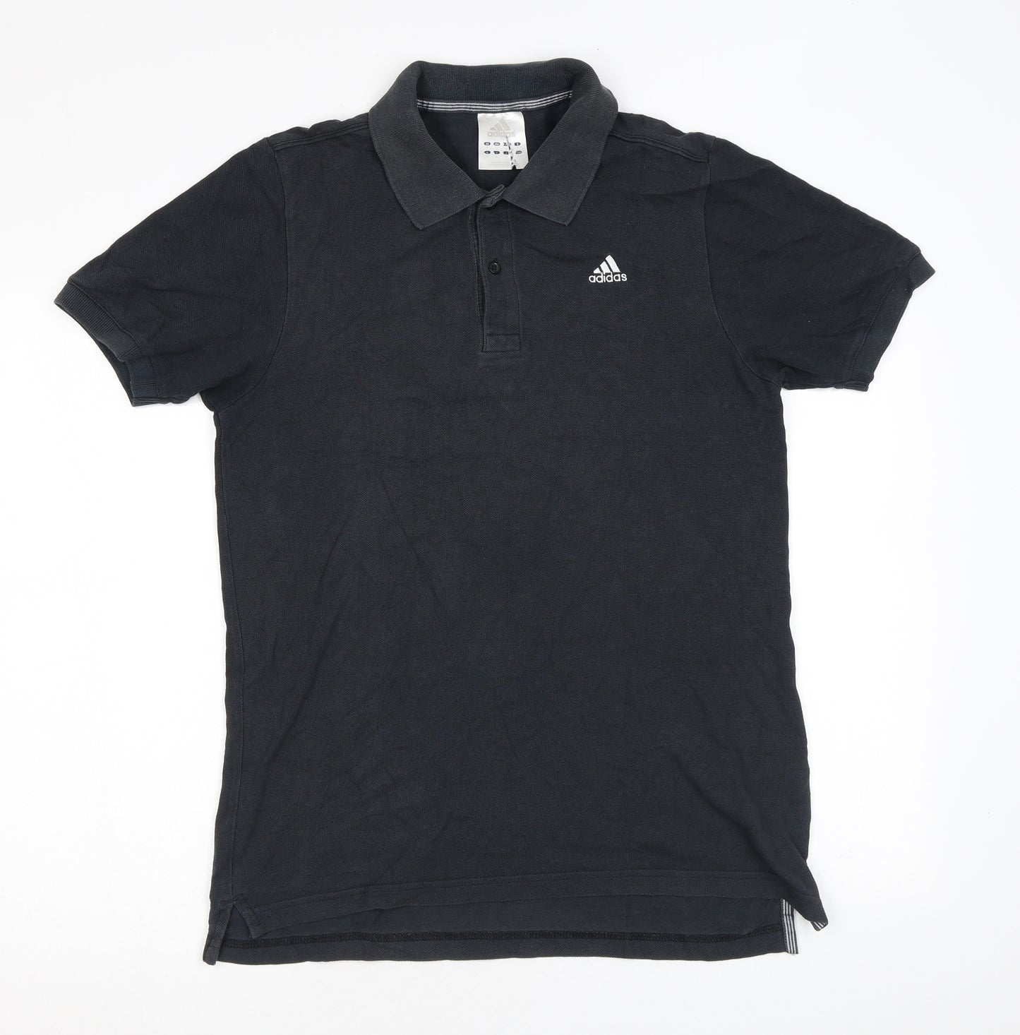 adidas Mens Black Cotton Polo Size M Collared Button