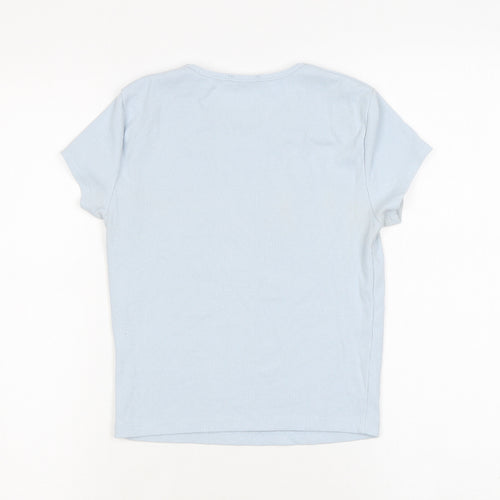 Bershka Womens Blue Polyester Basic T-Shirt Size M Round Neck