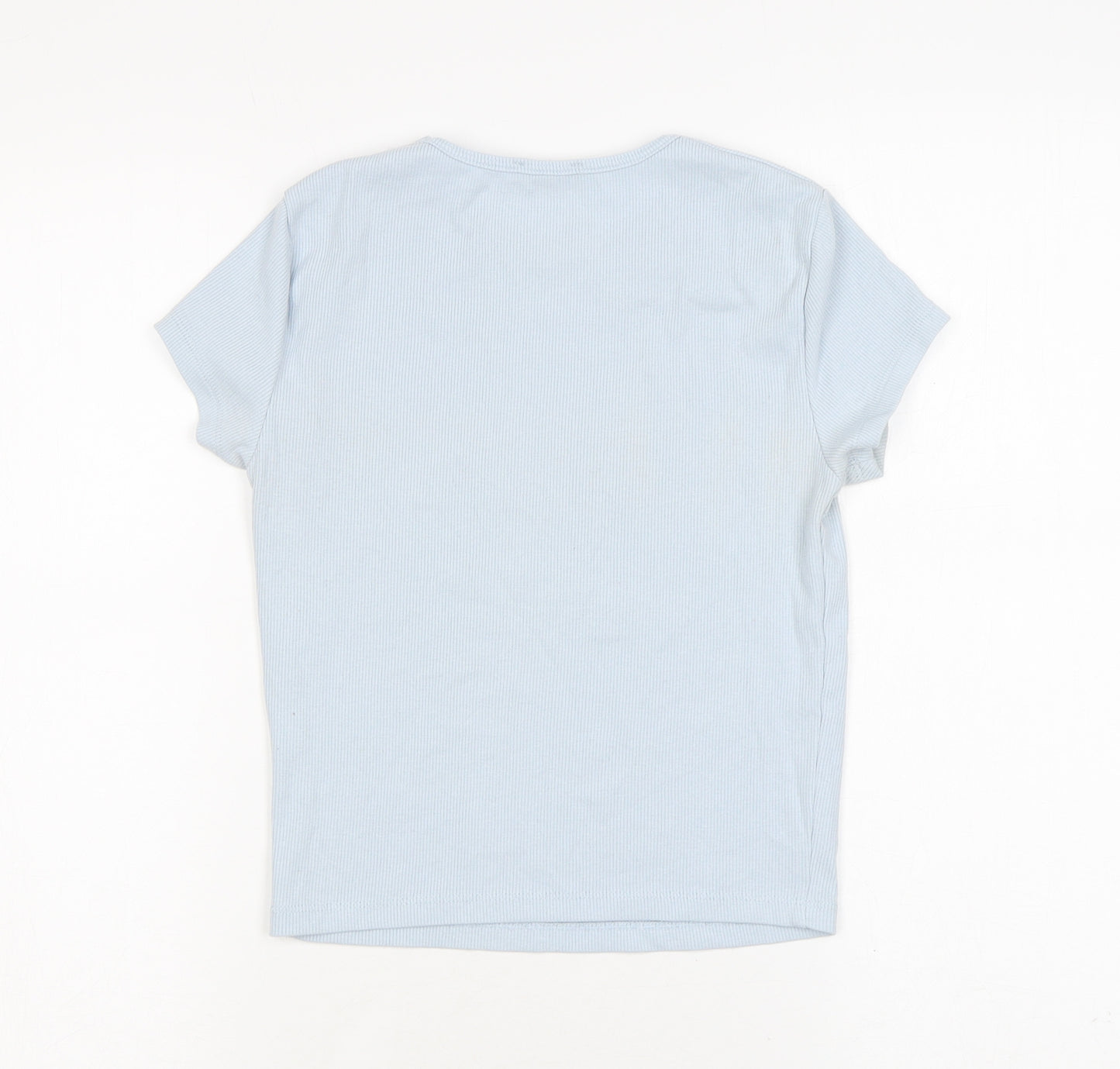 Bershka Womens Blue Polyester Basic T-Shirt Size M Round Neck