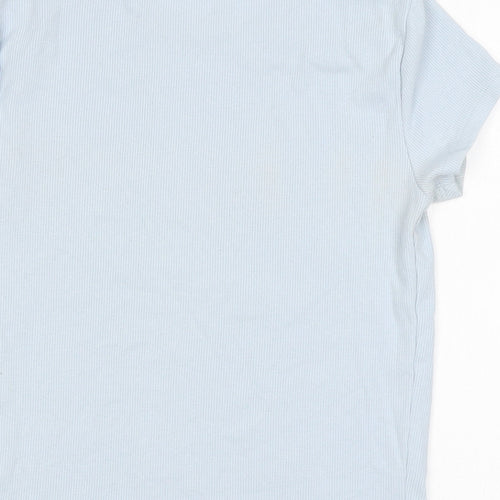 Bershka Womens Blue Polyester Basic T-Shirt Size M Round Neck