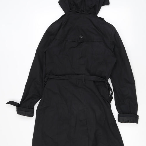 Cole Haan Womens Black Rain Coat Coat Size XS Button