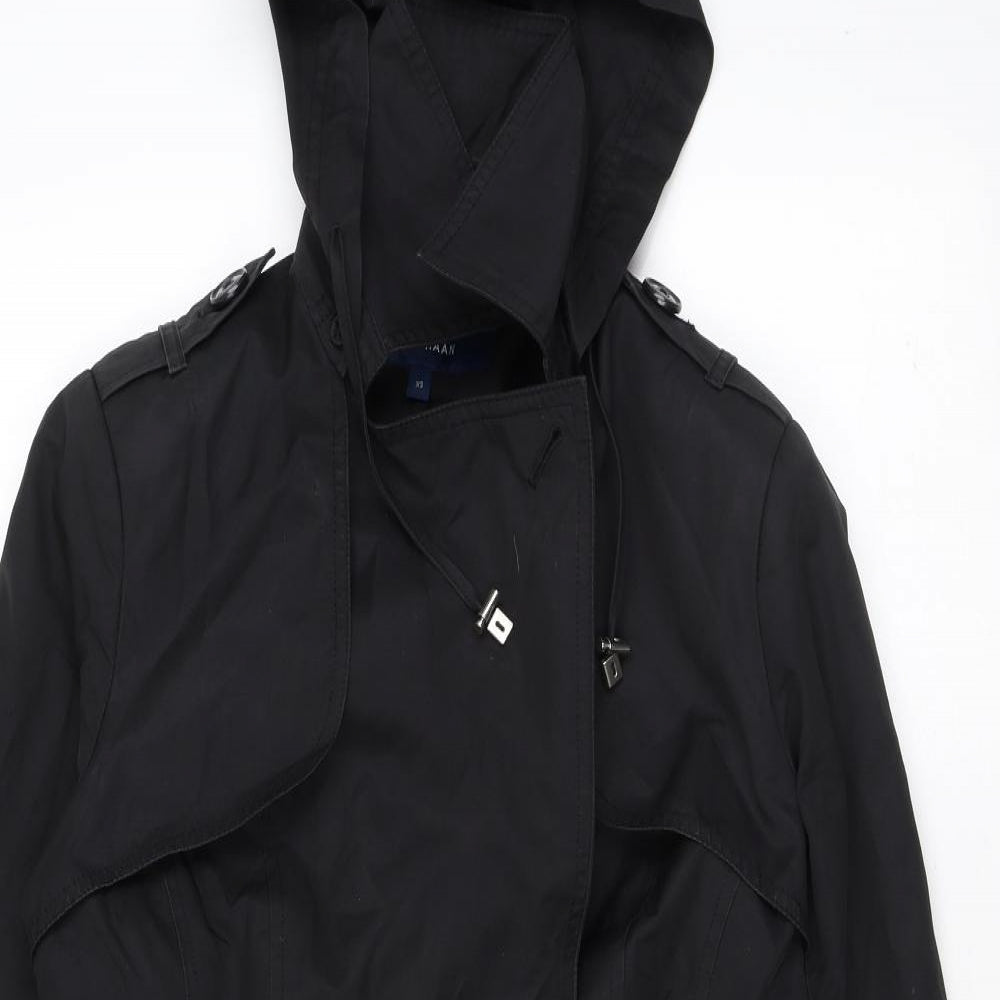 Cole Haan Womens Black Rain Coat Coat Size XS Button