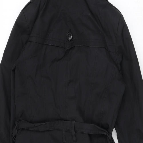 Cole Haan Womens Black Rain Coat Coat Size XS Button